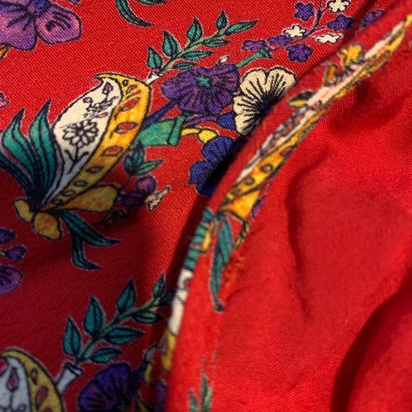 Anthropologie Red Floral Wrap Dress - Picture 4 of 4